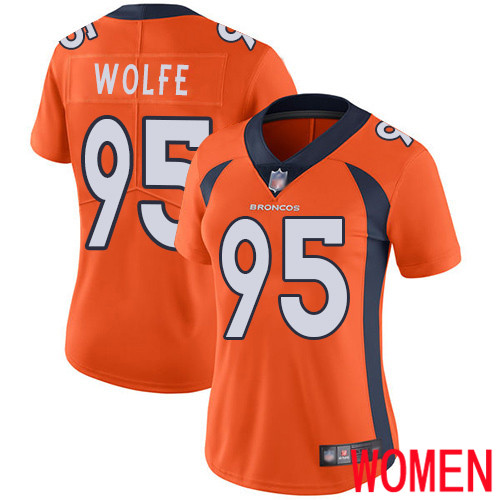 Women Denver Broncos #95 Derek Wolfe Orange Team Color Vapor Untouchable Limited Player Football NFL Jersey